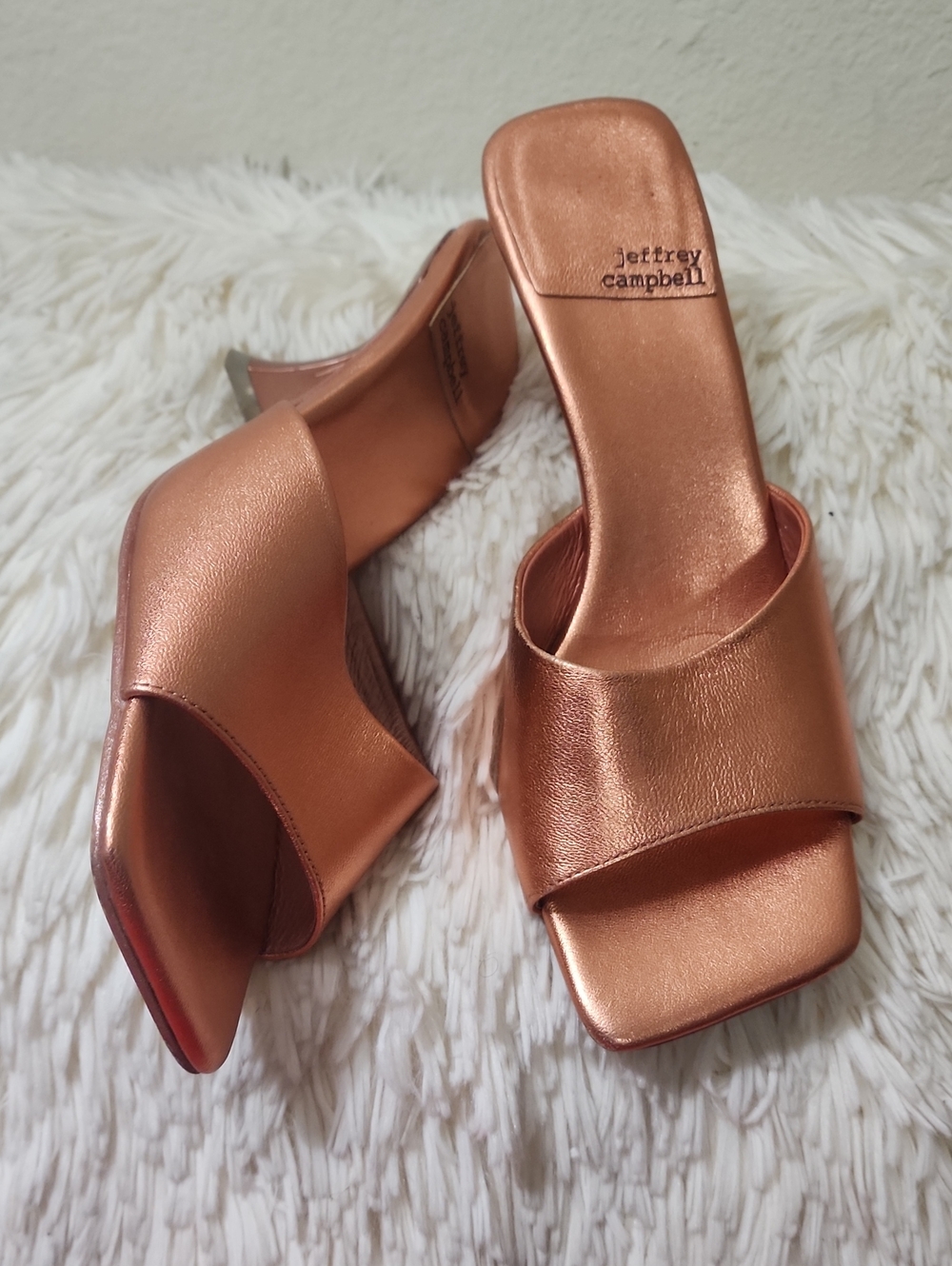 Jeffrey Campbell Metallic Copper Slide Sandals